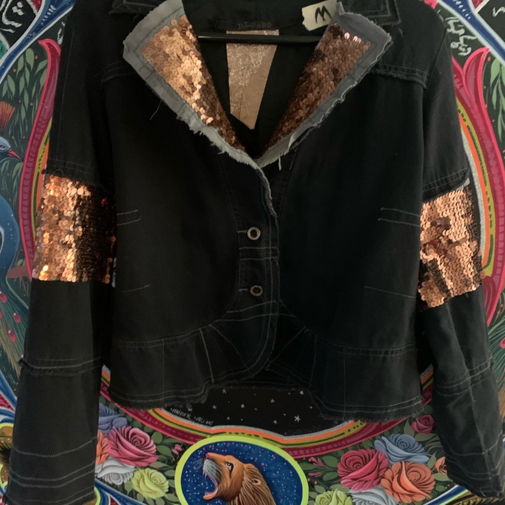 Da-Nang Black Jacket with Sequin Accents - Picture 2 of 6